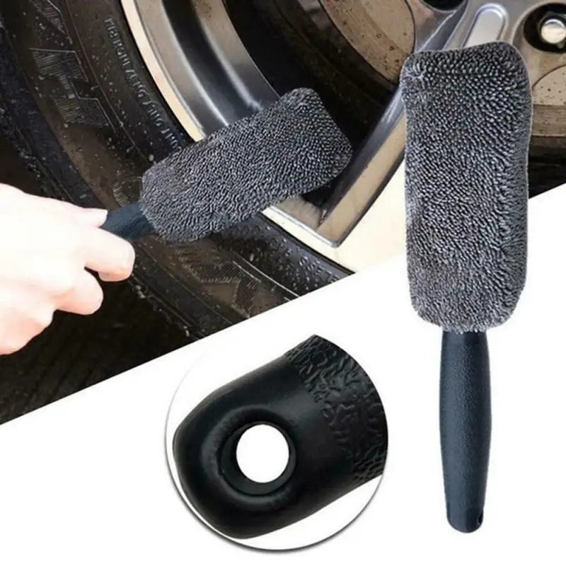 

Car Wheel Cleaning Brush Tool Tire Washing Clean Soft Bristle Cleaner Black Easy To Cleaning Rims Spokes Wheel Barrel