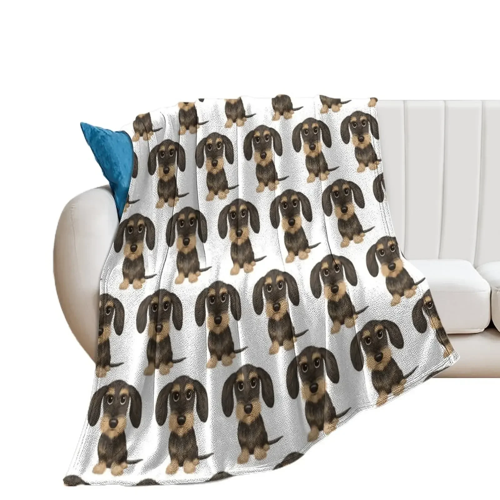 

Wirehaired Dachshund Cute Wire Haired Wiener Dog Wild Boar and Tan Teckel Throw Blanket Soft Tourist Blankets