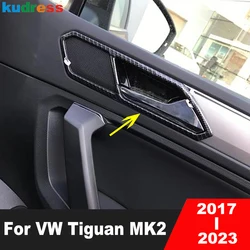 For Volkswagen VW Tiguan MK2 2017-2019 2020 2021 2022 2023 Carbon Car Inner Door Handle Bowl Cover Trim Interior Accessories