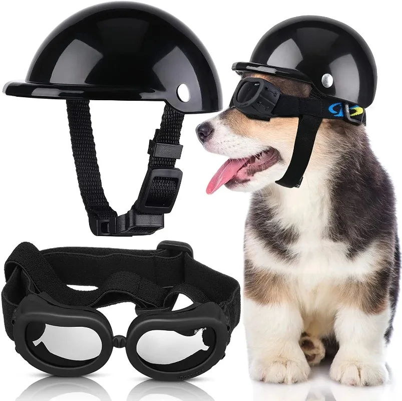 Goggles for Dogs Cat SunglassesPet Dog Helmet Cat Helmet Motorcycle Pet Hard Hat Outdoor Bike Pet Cap for Doggies, Cats, Small