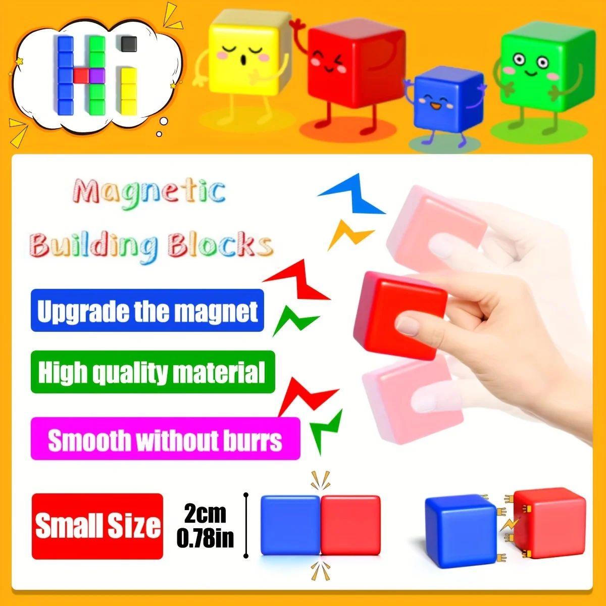 48 & 100PCS Magnetic Blocks, 2cm Magnetic cube Sensory Gift, Christmas, Halloween, Thanksgiving Gifts, Random Color