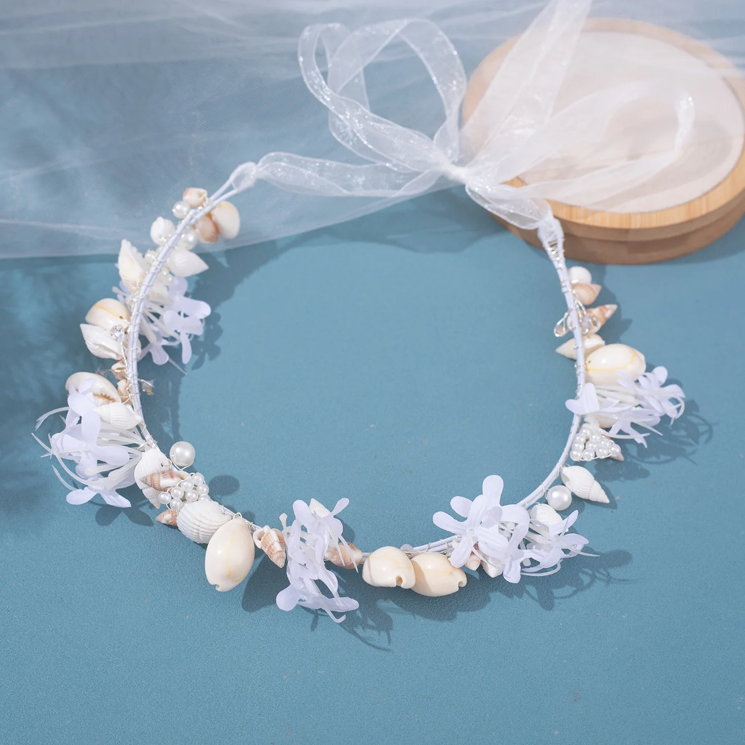 Handmade Garland Headband Seashell Hairbands Flower Designs Beach Party Prop Headpieces for Women Bride Wedding Hair Jewelry