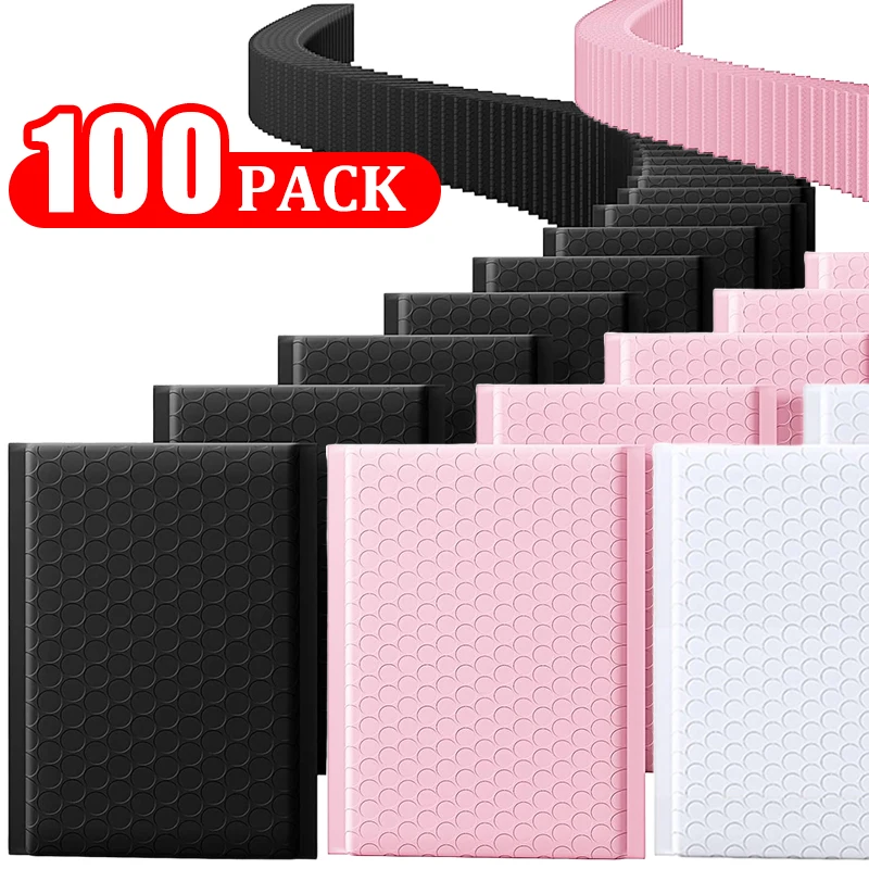 100-10pcs Black/Pink Bubble Mailers Wholesale White Foam Padded Envelope for Packaging Mailing Gift Poly Self Seal Shipping Bags