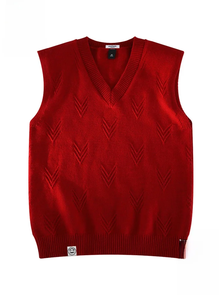 

Мужской вязаный свитер Paul Frank Spring Luy Year Red с V-образным вырезом, мягкий и удобный, из смесового полиэстера