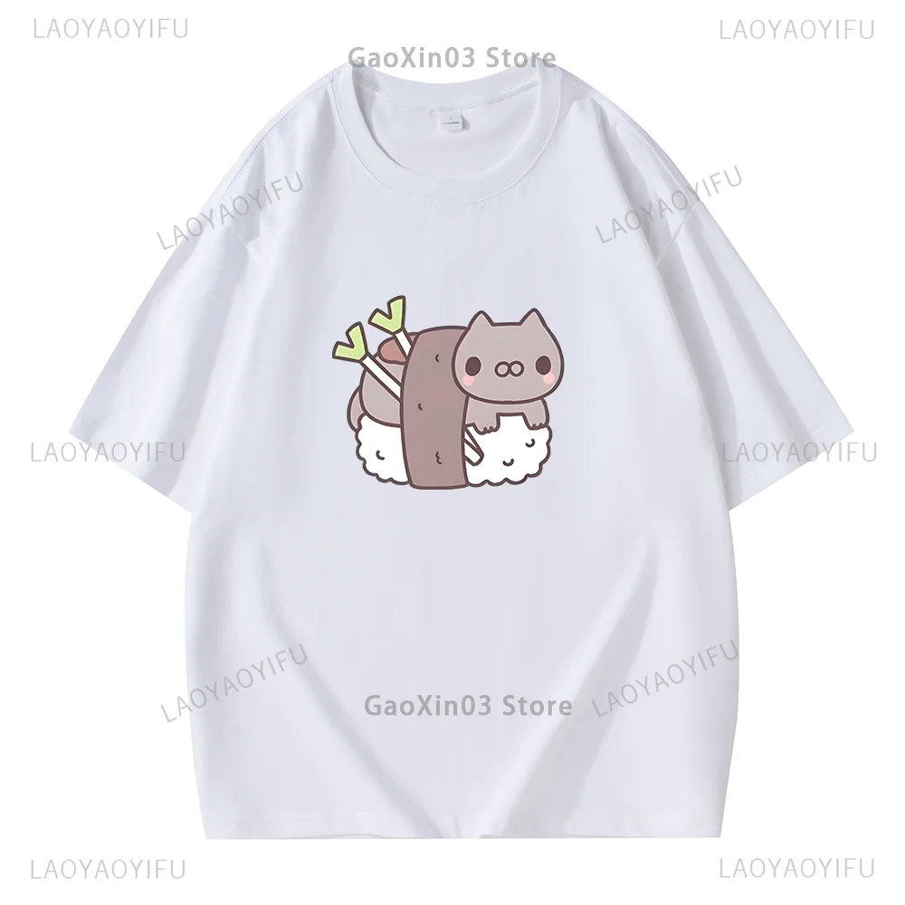 Kawaii Kleidung Frauen T-Shirt Sushi Katze drucken Tops Harajuku Ropa Mujer schöne Muster Grafik T-Shirts Baumwoll hemd