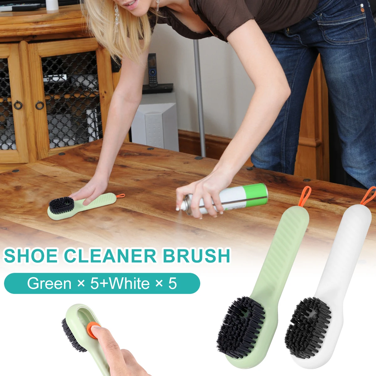 10Pcs Shoe Cleaning Brush Multifunctional Cleaning Brush with Soap Dispenser Soft Bristle Clothes Scrubbing Brush Multipurpose