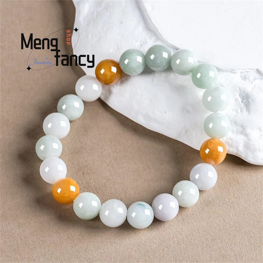 

Jade 10mm three-color bracelet waxy kind jade bracelet women's hand simple elegant high-grade jewelry