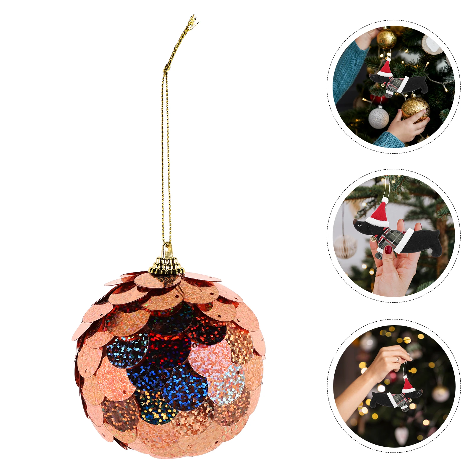 

1pcs Glitter Sequin Christmas Ball Ornaments Shatterproof Xmas Tree Hanging Decor Holiday Party Supplies For Wedding Home