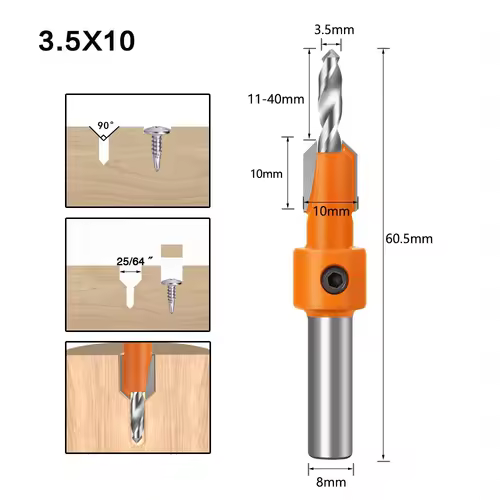8mm Shank HSS Woodworking Countersink Router Bit Screw Extractor Remon Demolition for Wood Milling Cutter Woodworking Tools - Image 13