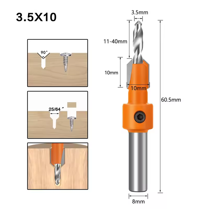 8mm Shank HSS Woodworking Countersink Router Bit Screw Extractor Remon Demolition for Wood Milling Cutter Woodworking Tools - Image 13