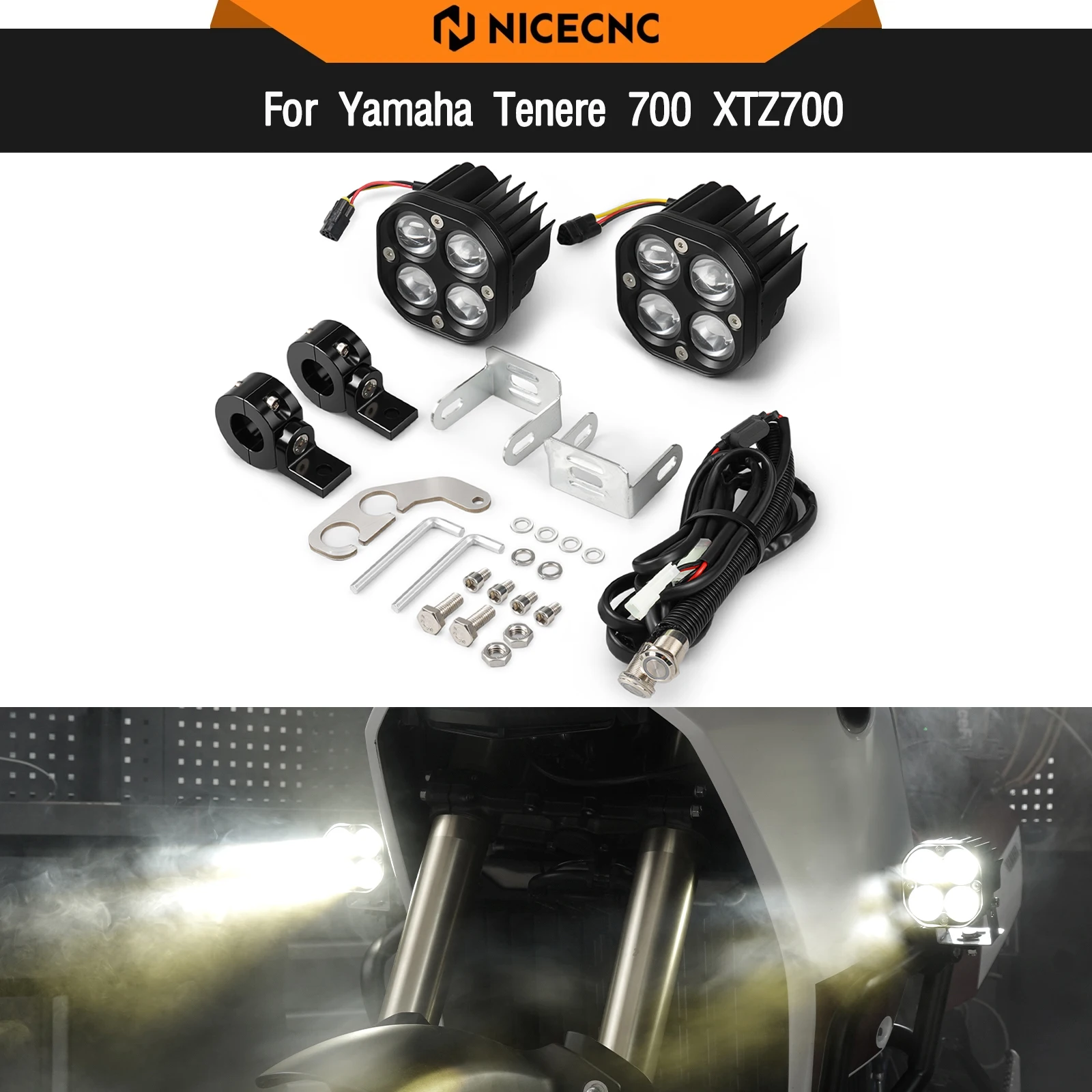 

For Yamaha 2019-2024 Tenere 700 XTZ700 Adjustable Front Lighting Kit Auxiliary Lights LED Headlight Tenere700 T700 XTZ TENERE700