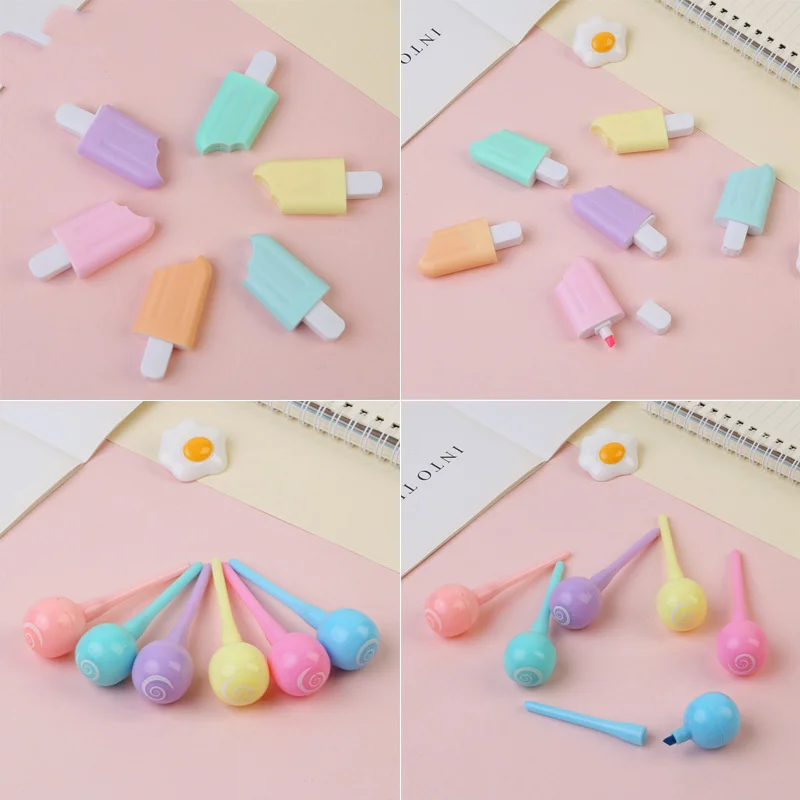 Ellen Brook 1 PCS Cute Lovely Cartoon Paint Marker Pen School Office Stationery Supply Capsule Vitamin Kawaii Mini Highlighter