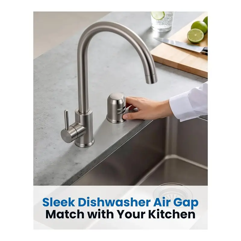 DTEW-Dishwasher Air Gap With Brass Cover: Air Gap Dishwasher For Kitchen Sink, Replacement Dishwasher Air Gap Cover Kit