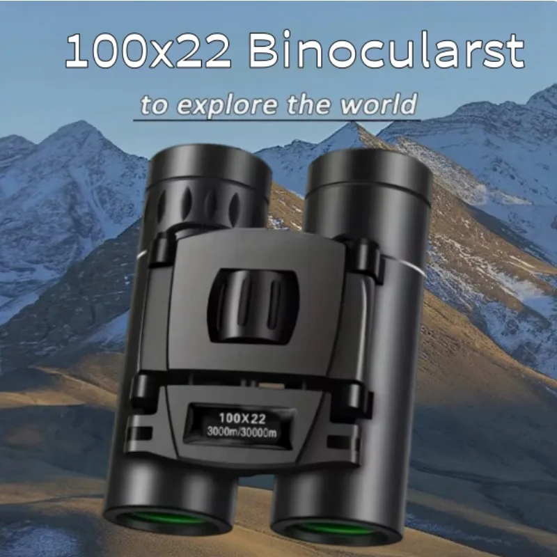 100x22 Folding Binoculars BAK4 Prism FMC Fully Multi Coated Optical Lens Compact Portable Handheld Long Range Telescope
