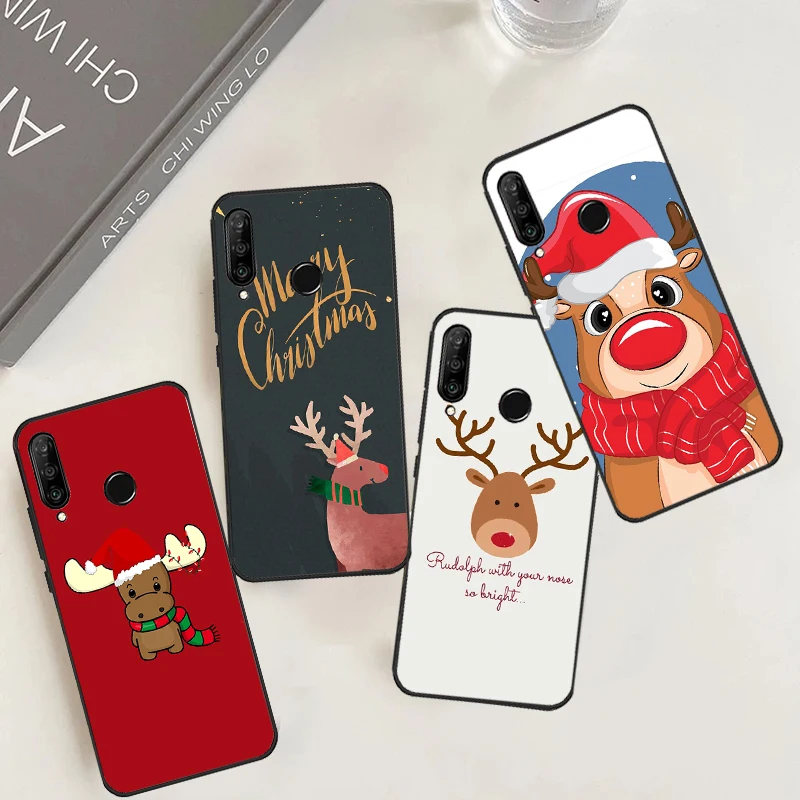 Merry Christmas Reindeer Case For Huawei Nova 11i 8i 3i 9 10 SE 11 Pro 5T Y60 Y61 Y70 Y90 Y91 P20 P30 P40 Lite Cover