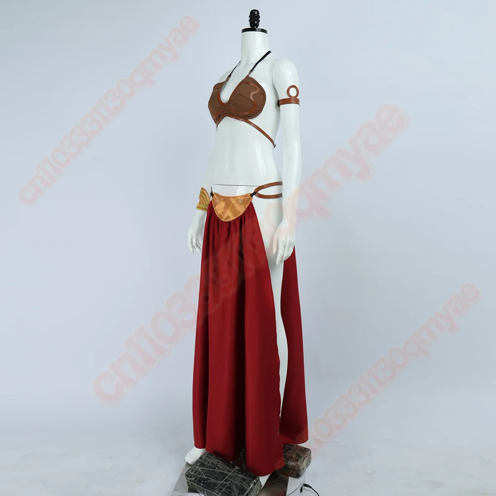 فستان الأميرة ليا التنكري المثير للرقيق زي الفيلم لون ذهبي بدلة بيكيني خيالية للنساء ملابس لعب الأدوار لحفلات الهالوين