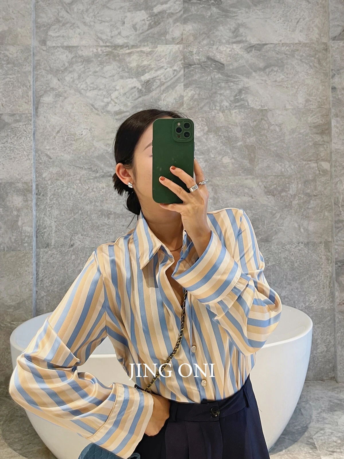 Striped Satin Shirts Blouse 2023 Woman Clothing Y2k Autumn Korean Fashion Style Vintage Elegant Top Long Sleeve Chic Luxury New