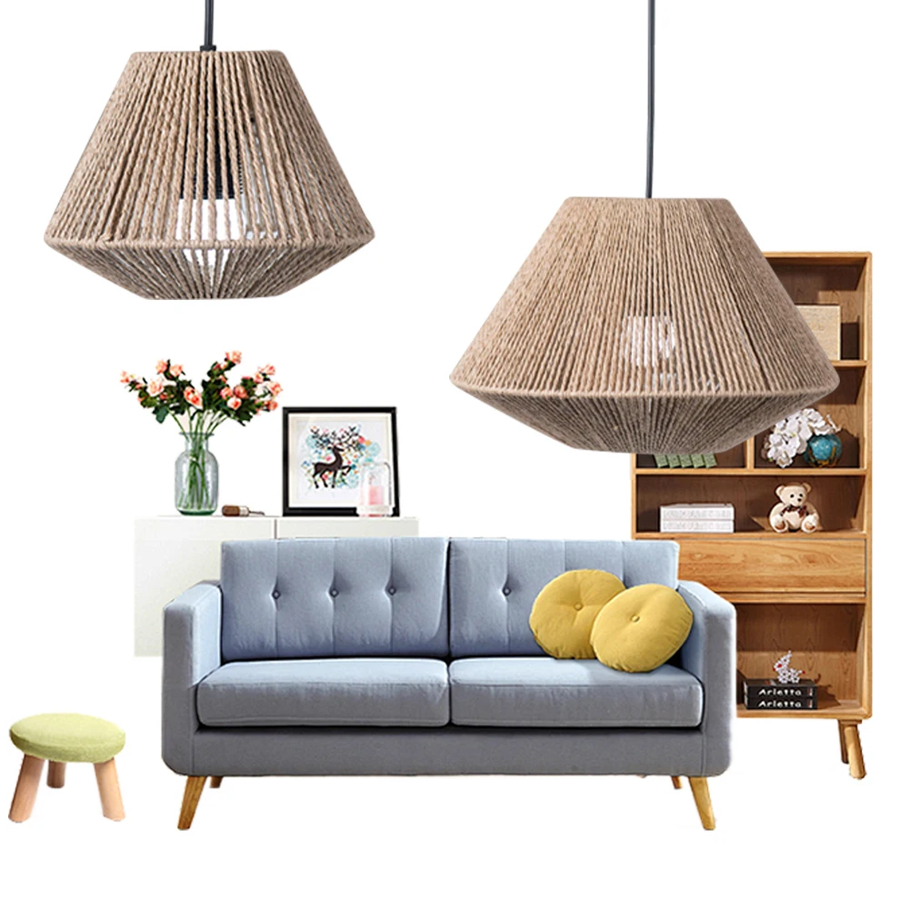 Simulation Rattan Light Shade Woven Paper Rope Lamp Shade for Table Lamp Lampshade for Floor Light for Living Room Bedroom Hotel