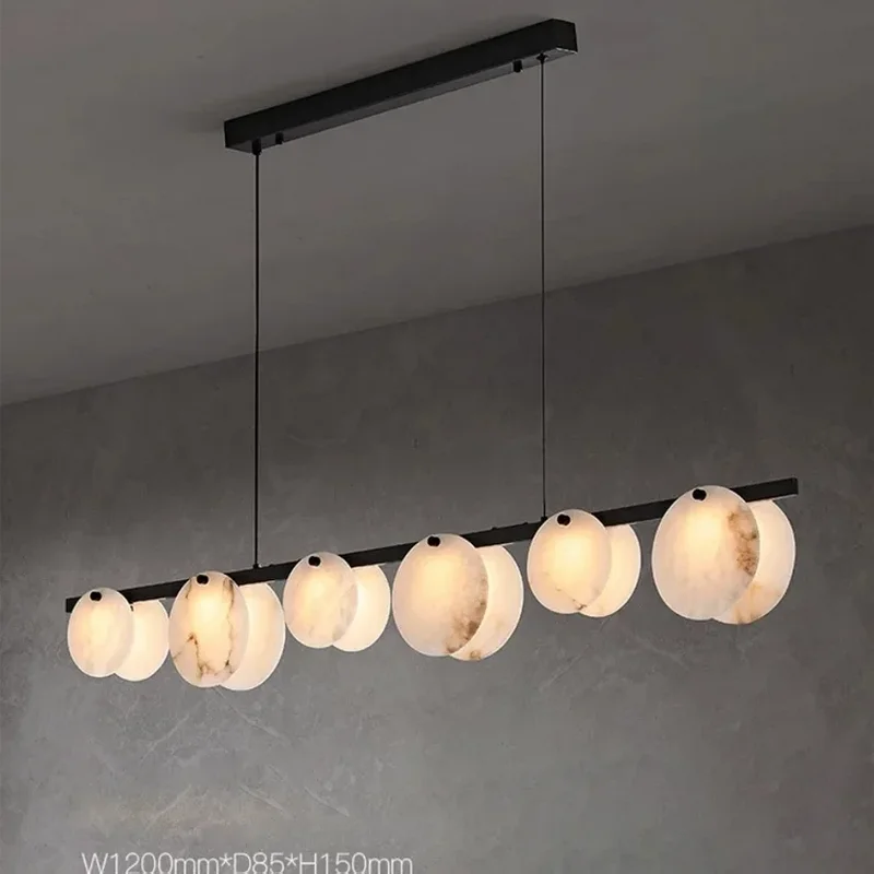 

Minimalist LED Pendant Light Ring Stone Chandelier Dining Table Kitchen Hanglamp Room Decor Retro Marble Pendant Lamp Bedroom