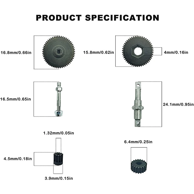 Set di ingranaggi di trasmissione Ingranaggio per cambio in acciaio resistente con albero e ingranaggio motore per parti di automobili cingolate Axial SCX24 1/24 RC