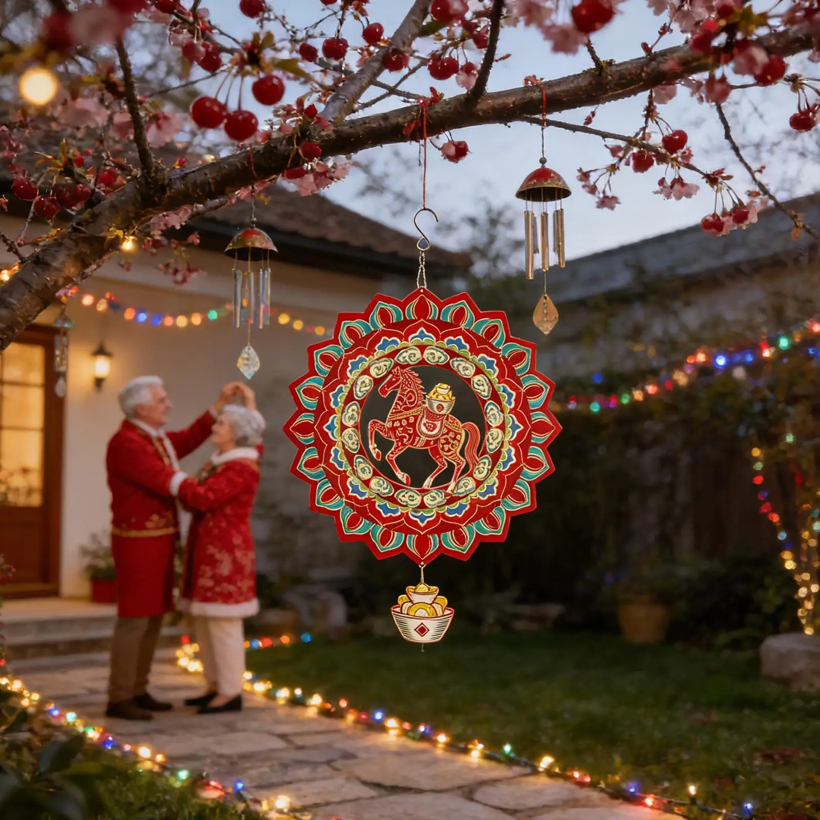 Wind Spinner 11.57 Inch Stainless Steel Ornament 2026 Year Of The Horse Hangable Wind Spinner For Patio Lawn Yard Home Indoor
