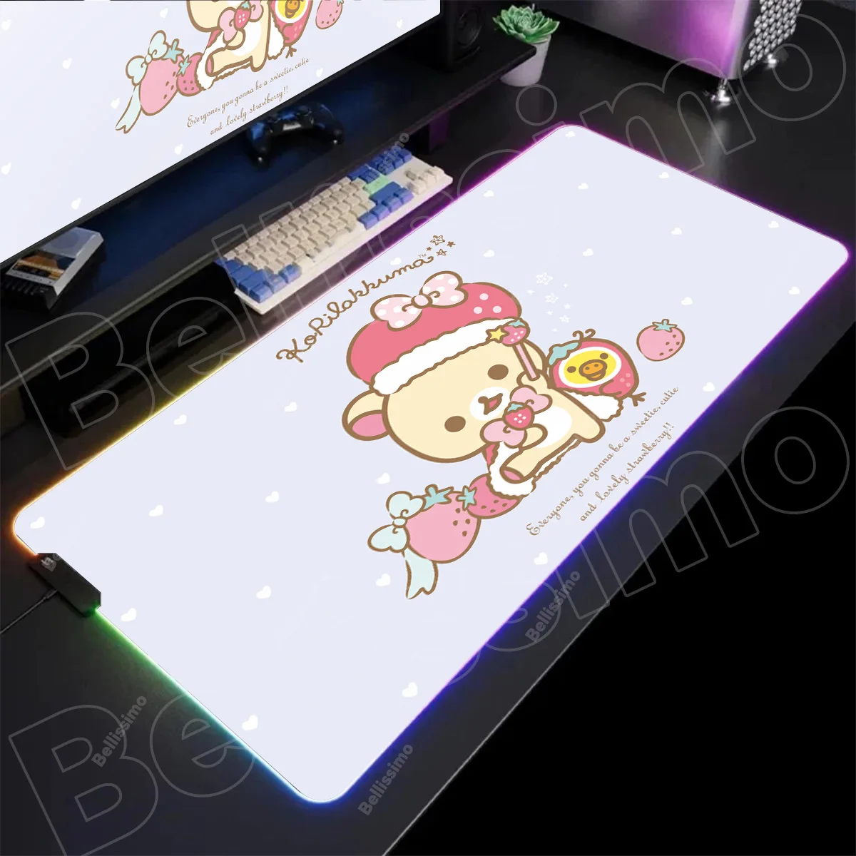 

Большой коврик для мыши RGB Xxl Rilakkuma со светодиодной подсветкой, коврик для мыши, геймерский офисный аксессуар для ПК, шкаф, компьютерная подсветка, столы, коврики для клавиатуры