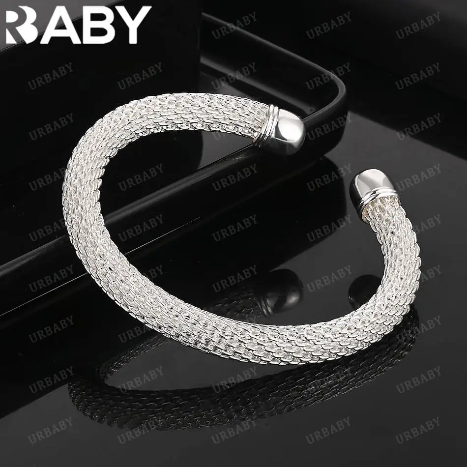 URBABY 925 الفضة الاسترليني تصميم هندسي الإسورة للنساء هدية للذكرى السنوية شعبية البرية الأزياء والمجوهرات الرومانسية