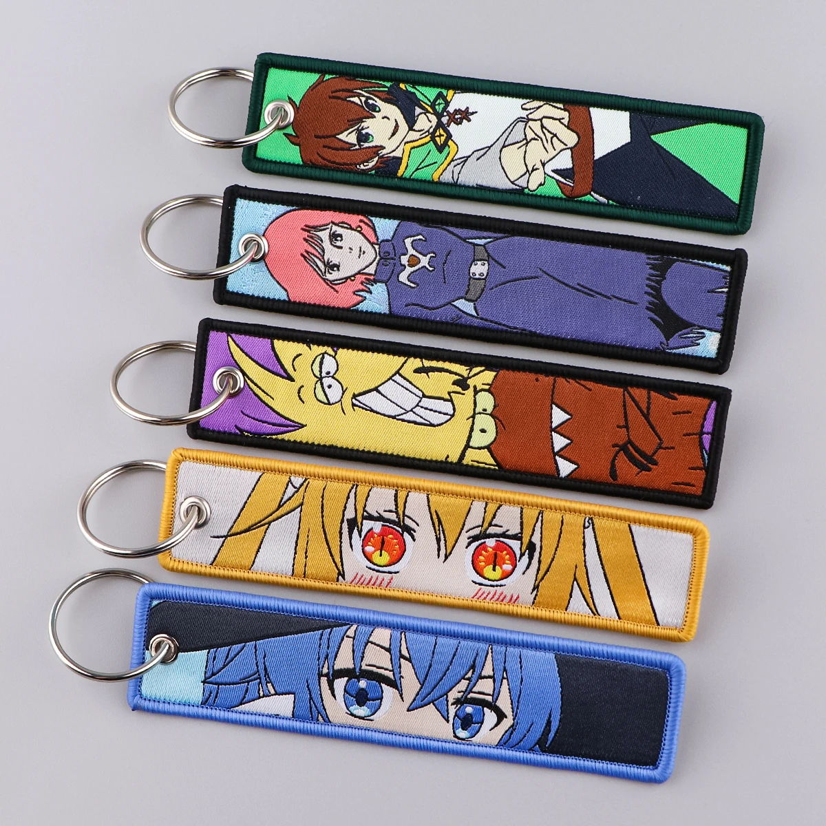 Cool Anime Key Tag Collection Embroidery Key Chain For Motorcycles Cars Backpack Chaveiro Key Ring For Friends Gifts