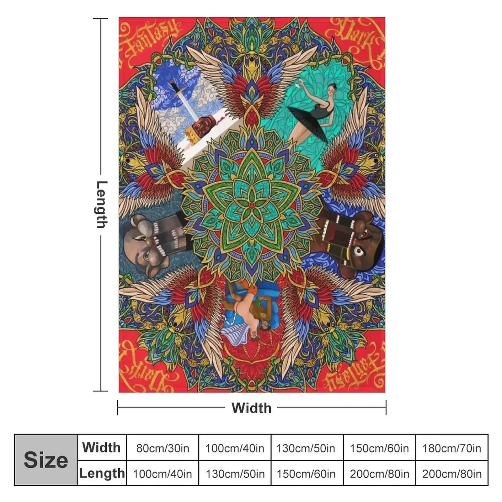 My Beautiful Dark Twisted Fantasy Mandala Throw Blanket couch cozy soft plush fuzzy picnic outdoor blanket