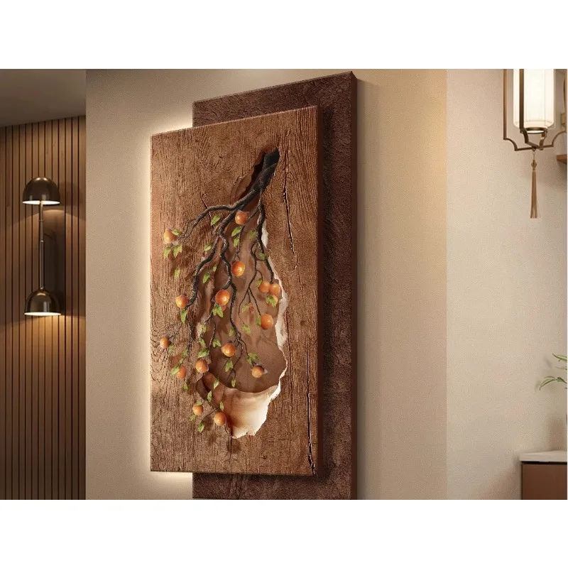 Entrance decorative painting, new Chinese-style corridor, aisle luminous mural, high-level three-dimensional hanging painting