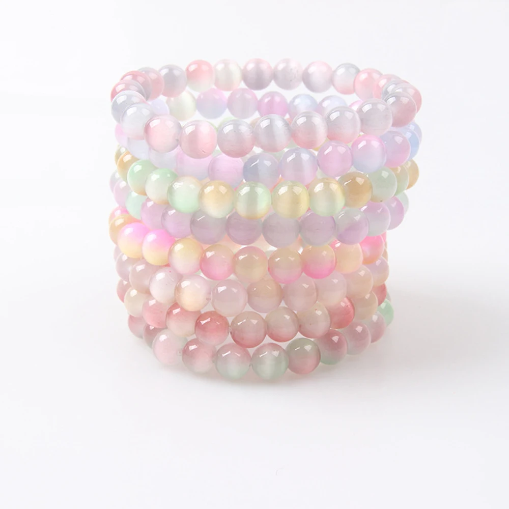 

Women A Stone Bracelet Symbolizing Purity Beauty And Wealth Cat Eyes Stone Round Bead Bracelets Girl 8 mm Stretch Rope Bracelet