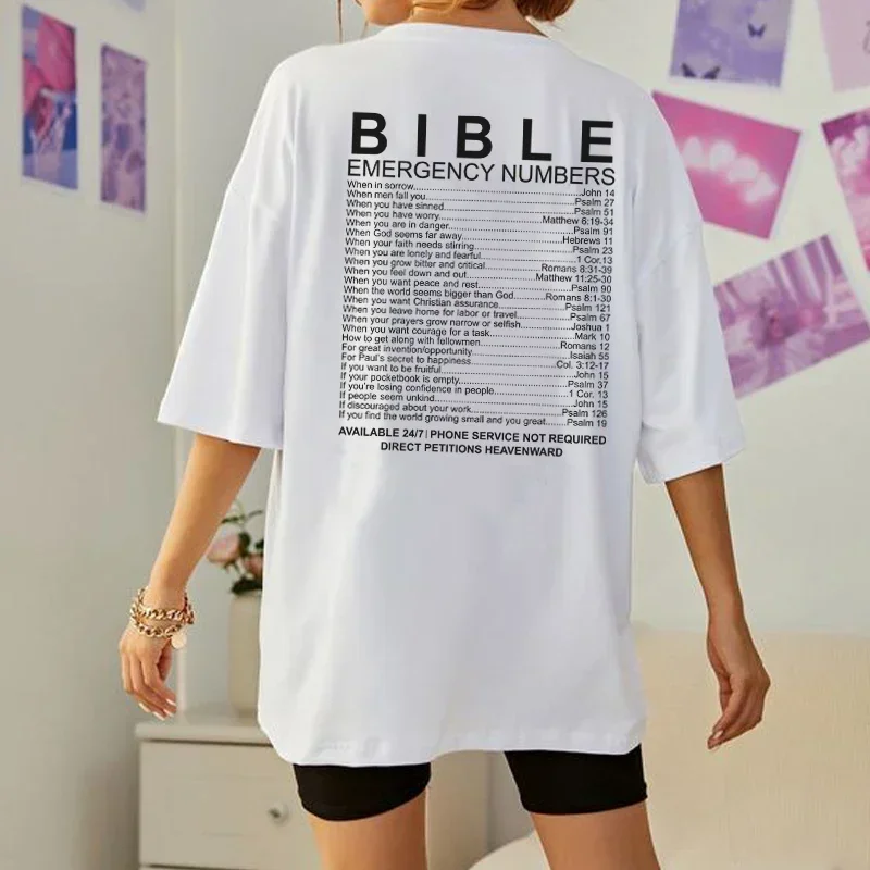

HB504-Bible Numbers Back Print Christian T-Shirt Short Sleeve Bible Verse Funny T Shirt Jesus Faith Tees Women Religious Top