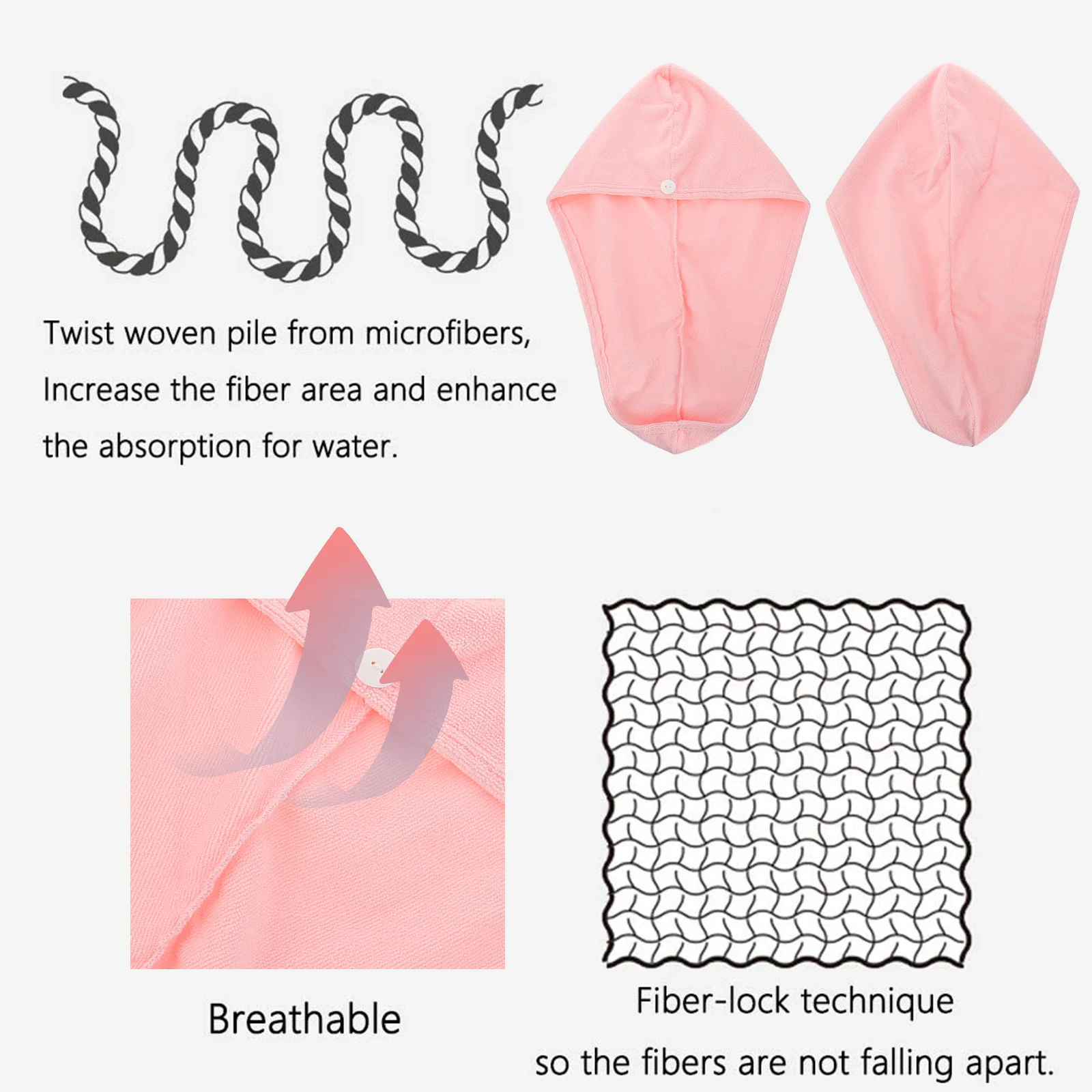 

Hair Dry Cap Simple Design Fast Drying Suitable Bathroom Hotel Sauna Beauty Shop Salon Quick Absorbent Microfiber Hair Towel