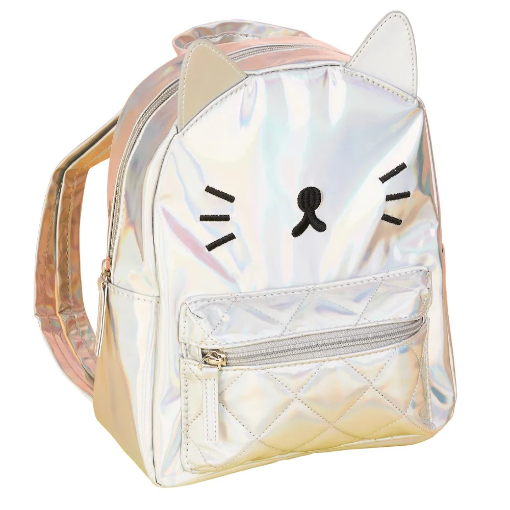 Girls Backpack Holographic Cute Cat Children School Bag Travel 2026