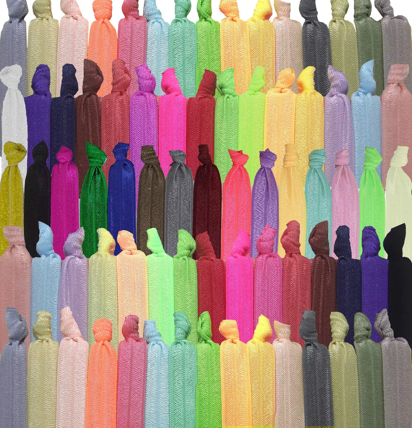 

100Pcs No Crease Hair Ties for Women - Fabric Scrunchies, Knotted Ponytail Holders, Elastic Hair Bands, 20 Colors