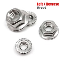 2/10X M4 M5 M6 M8 M10 M12 Reverse Opposite Left Hand Thread 304 A2 Stainless Steel Hexagon Hex Serrated Lock Spinlock Flange Nut