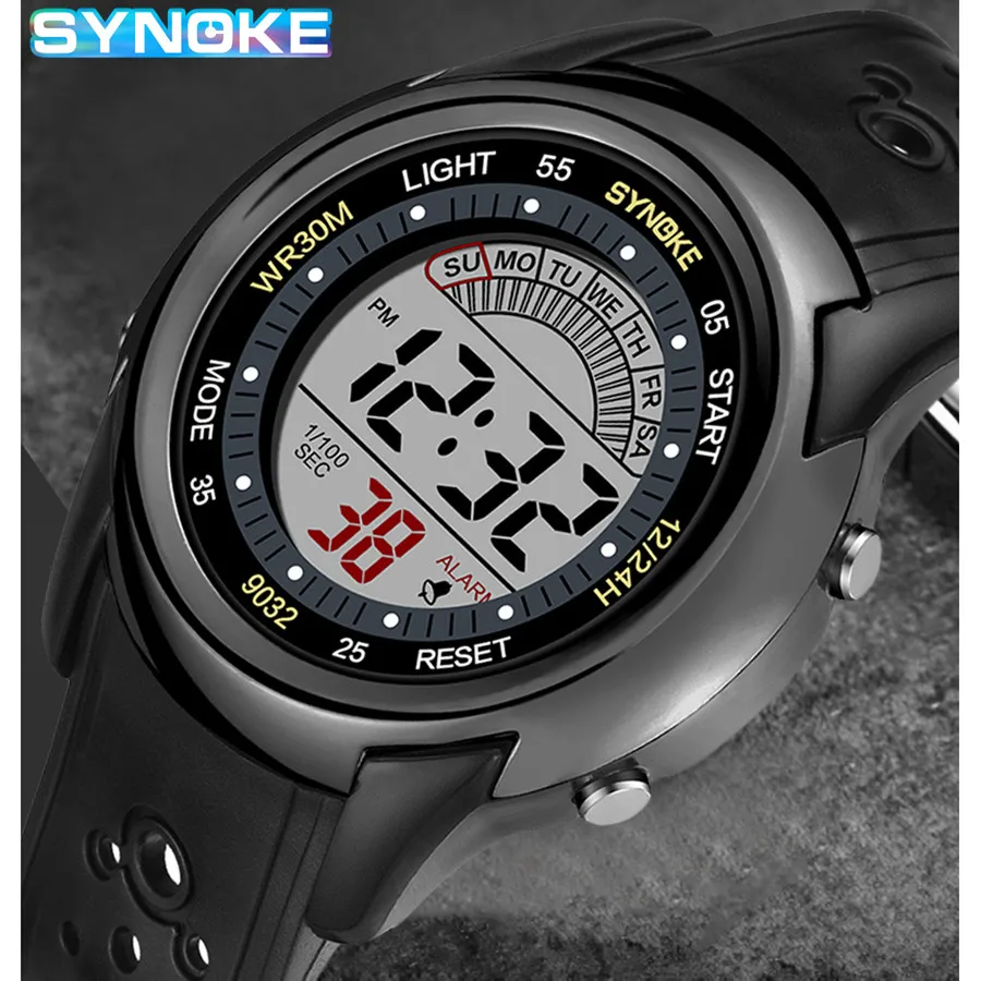 Outdoor Sport Watch Men Alarm Chrono Clock 5Bar Waterproof Military Watches LED Display Shock Digital Watch Thin Synoke Design