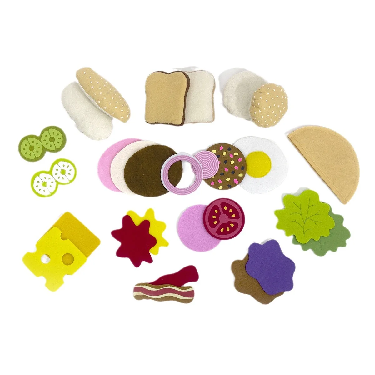 Kinderplezier DIY Vilten Doek Voedselset Kan worden gecombineerd met Hamburger Hotdogs Kinderspeelhuis Simulatie Keukenspeelgoed