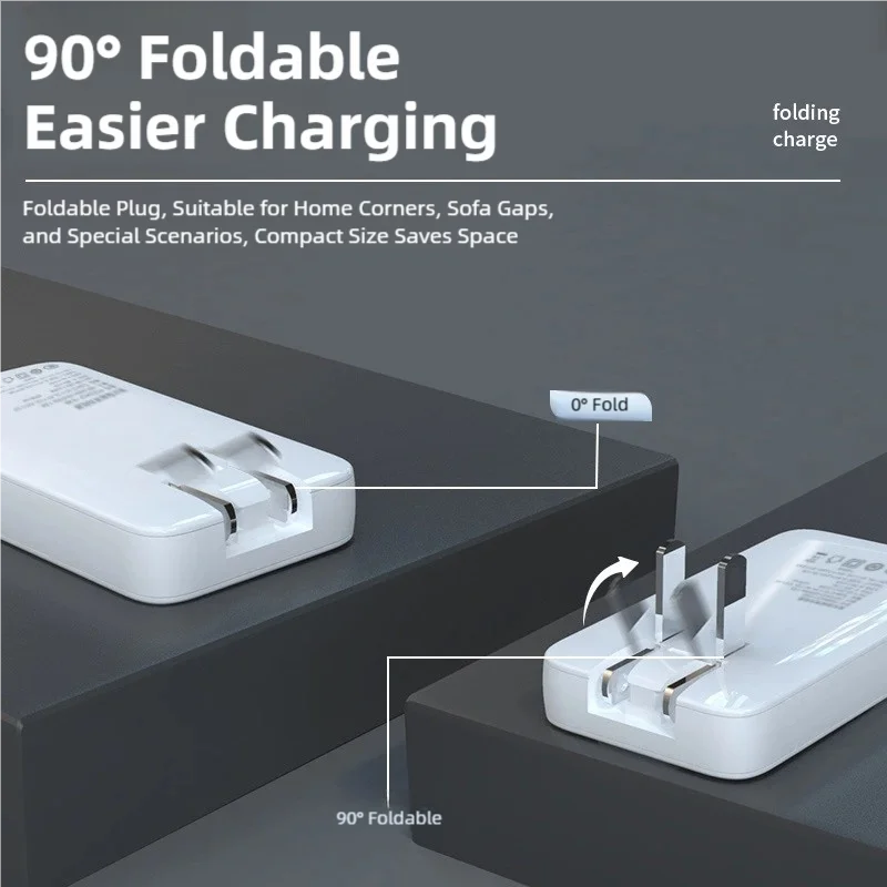 TINSOL 65W Ultra-thin Gallium Nitride Charger USA/EU/Korea/UK USB-C Dual Port Fast Charging, Multi-country Travel Plug