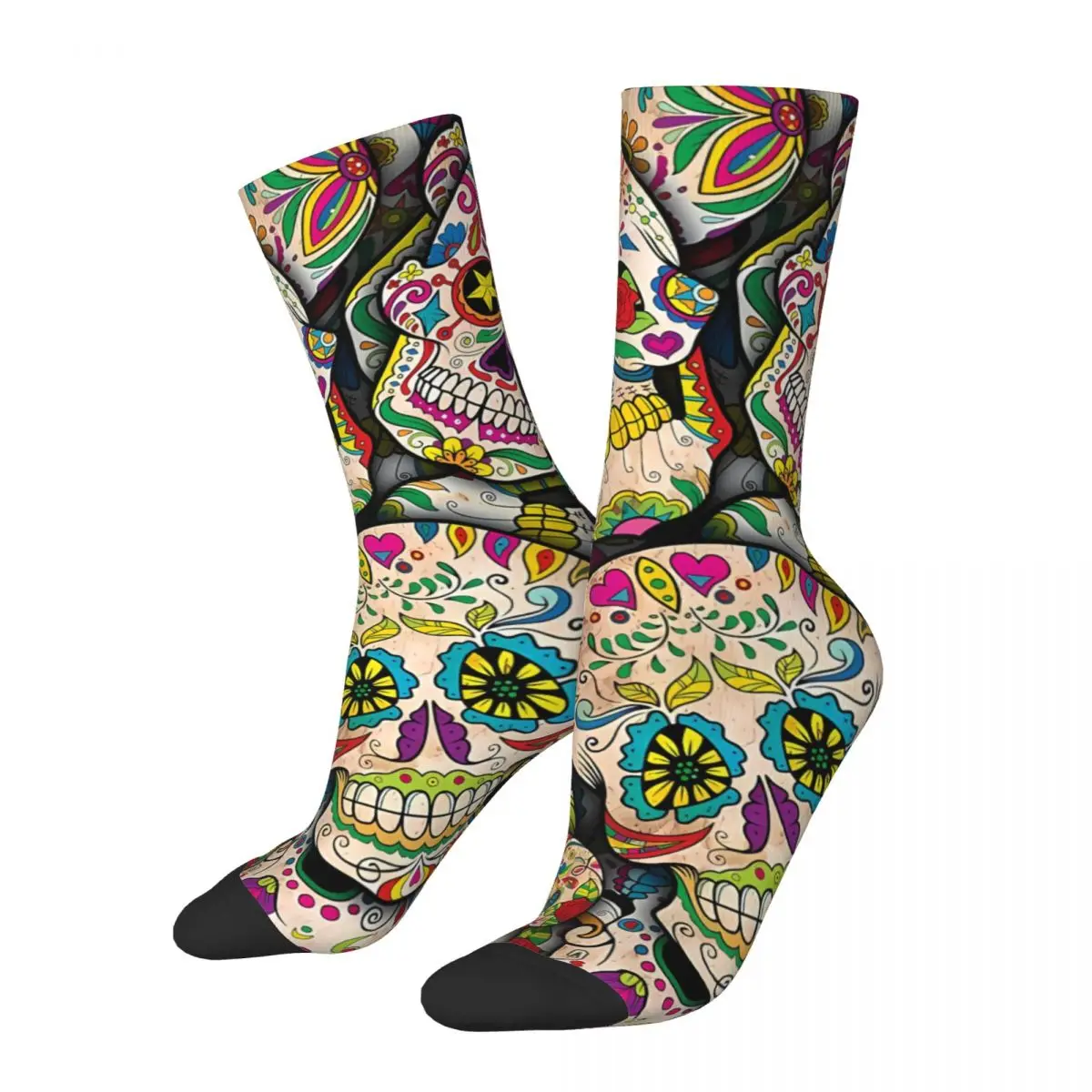 Sugar Skull Collage Day Of The Dead Mexico Skull Unisex Winter Socks Cycling Happy Socks street style Crazy Sock