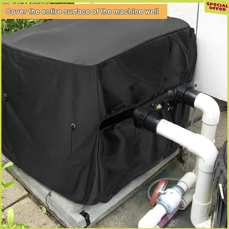 

A34R Pool Heater Cover Heat Pump Cover Pool Heater Cover For Winter,Hose Hole And Hook & Loop Strip Design