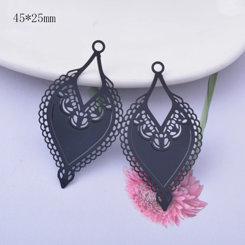 6pcs Brass Black Red Triangle Charms Big Pendant  DIY Making Earring Jewelry Findings