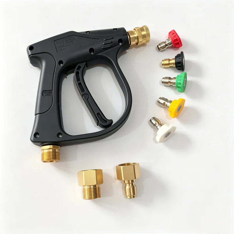 Pressure Washer Gun Kit 1/4' Quick Connect Outlet & M22-14 Thread Inlet 5 Nozzle Tips and M22-15mm Adapter & 3/8 Quick Plug