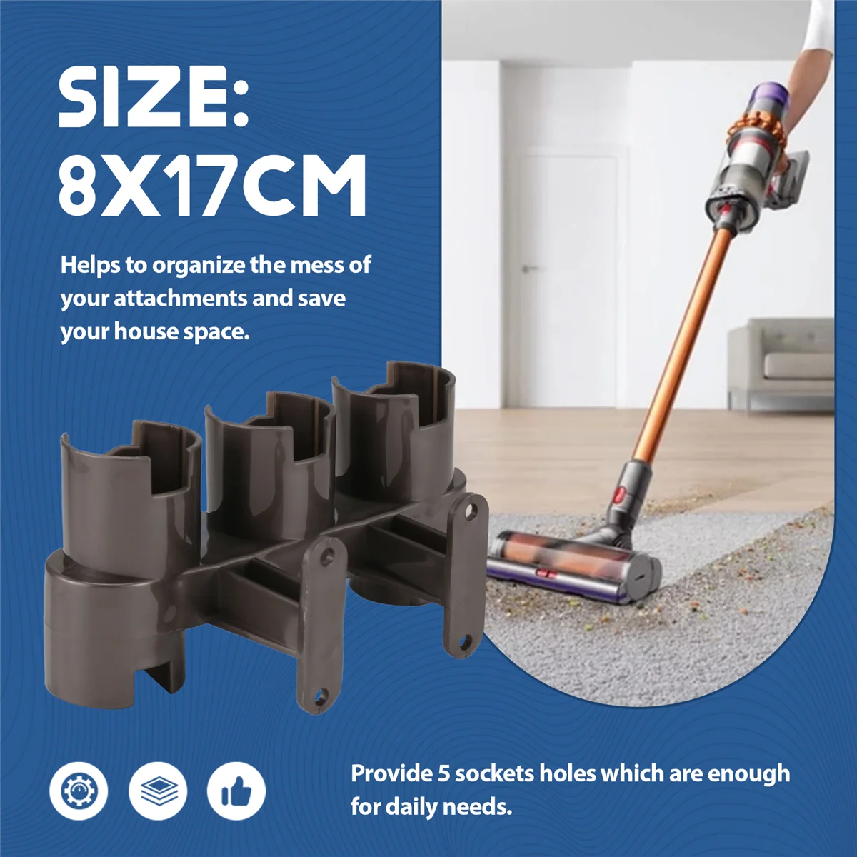 Suporte de acessórios com 2 adaptadores para dyson v6 v7 v8 v10 v11 suporte de fixação de aspirador de pó estação de encaixe, quente