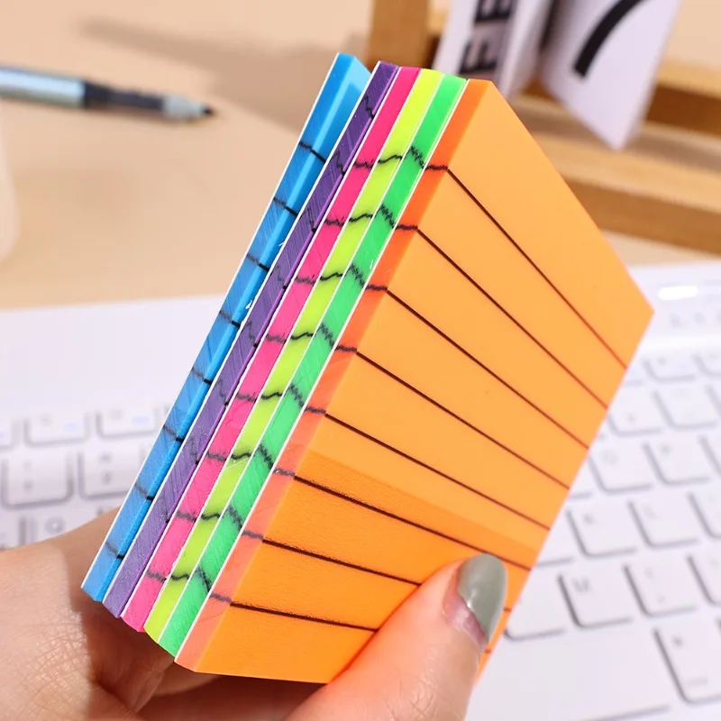 Creative Lined Transparent Sticky Note Memo Pads Fluorescent Posted It Waterproof Colorful Notes Sticker Paper School Stationery