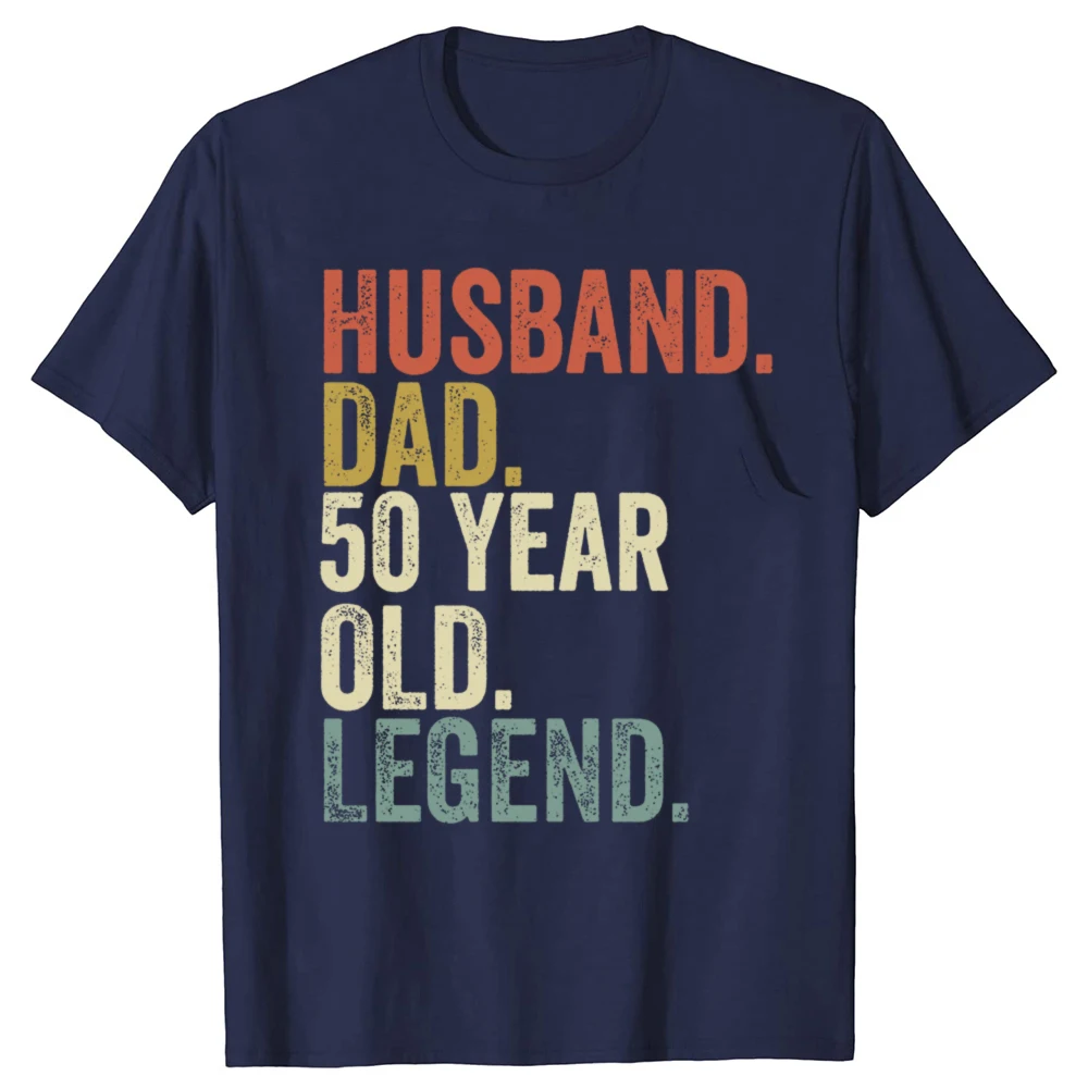 Funny 50th Birthday for Men Vintage Dad Born in 1975 Husband T-shirts Men Fashion Tshirt 100% Cotton Loose Oversized T Shirt