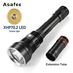 Asafee P70 Yellow Light 80M Underwater Diving Flashlight 8000LM Torch 300M Range IPX8 Waterproof Press Switch Lantern