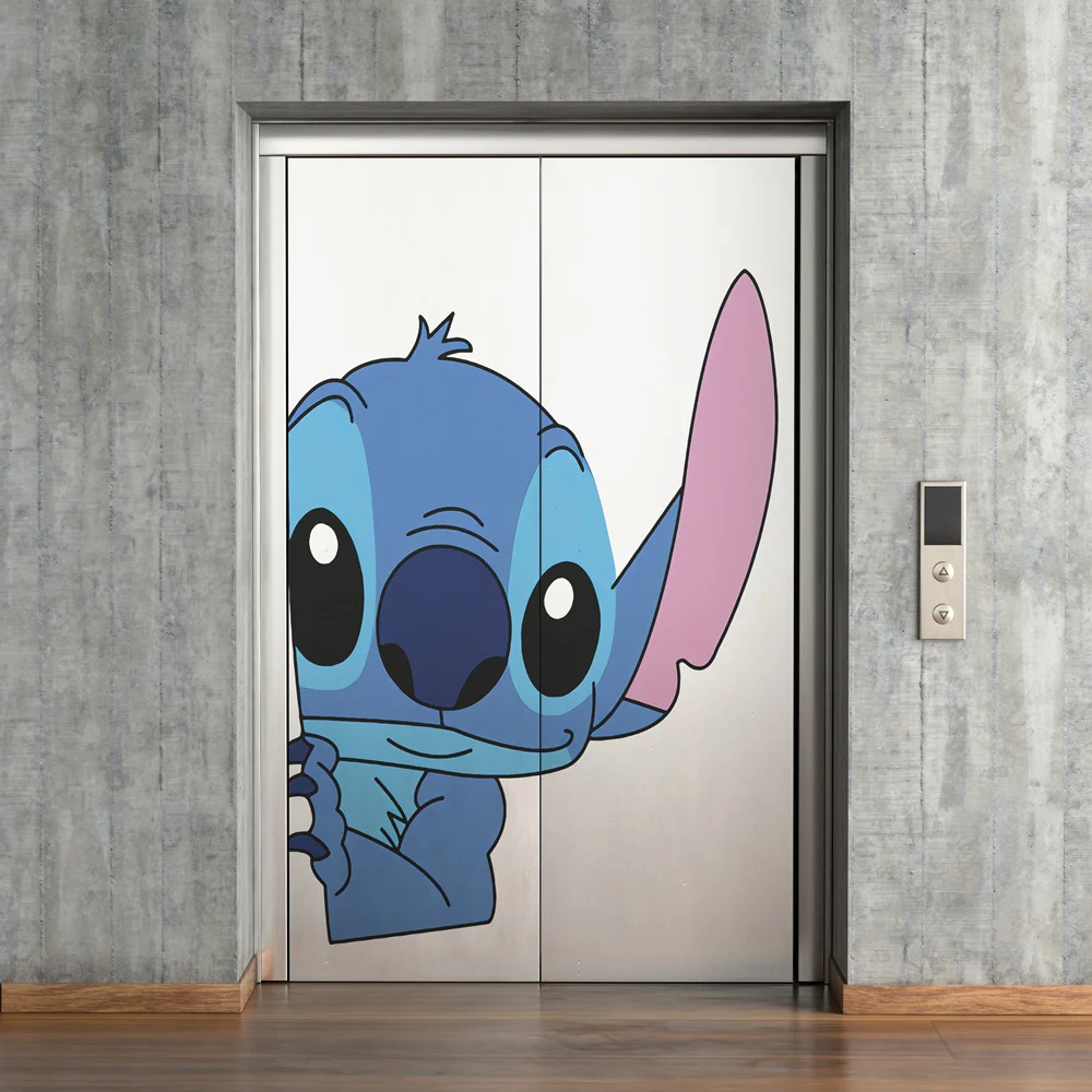 Disney Lilo & Stitch Stitch Elevator Door sticker door wall decoration Home decoration Aesthetic Nursery Kids Room Wall Sticker