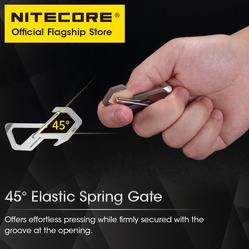 NITECORE NSH10อเนกประสงค์ตะขอยึดไทเทเนียม3-in-1ที่เปิดขวด TC4หัวแบนไขควงพวงกุญแจกระเป๋าเป้สะพายหลังเครื่องมือแขวนแบบ EDC