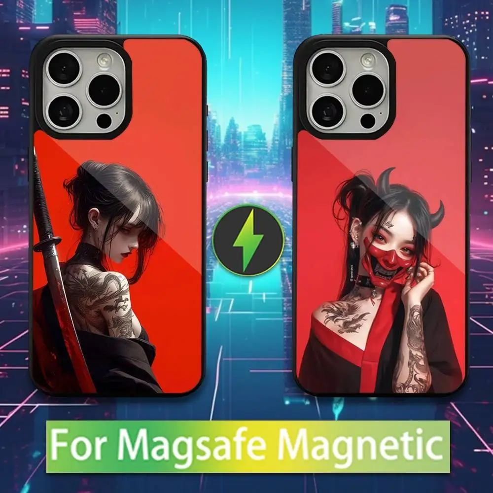 

Samurai Art Geisha Phone Case For iPhone 16,15,14,13,12,11,Pro,Max,Plus,Mini,Magsafe,Magnetic Wireless Charging Case